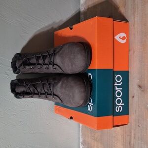 Sporto Grey Lace-Up Boots